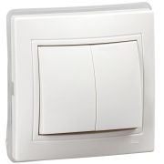 КВАРТА Белый Выключатель 2-клавишный 10А ВС10-2-0-КБ-44 IP44 | KV-V20-10-44-K01 | GENERICA