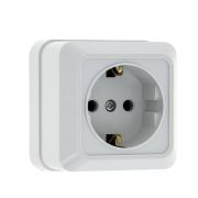 Рим Розетка 1-местная 16А с заземлением белая EKF | ENR16-028-10 | EKF