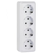 Рим Розетка 4-местная 16А с заземлением белая EKF | ENR16-328-10 | EKF