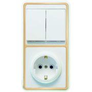 Блок БКВР-032 Бэлла (2-кл. выкл. + розетка с заземл.) зол. Кунцево 5832