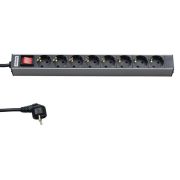 Блок розеток 8-м 16А SHT19-8SH-S-2.5EU горизонт. с выкл. шнур 2.5м Hyperline 26450