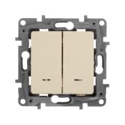 Выключатель 2-кл. СП Etika 10А IP20 250В 10AX с подсветкой/индикацией безвинтов. зажимы механизм сл. кость IEK 672304