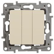 Выключатель 3-кл. СП Etika Plus 10А IP20 250В 10AX винтов. зажимы механизм сл. кость Leg 672313