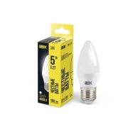 Лампа светодиодная Eco 5Вт C35 свеча 4000К нейтр. бел. E27 450лм 230-240В IEK LLE-C35-5-230-40-E27