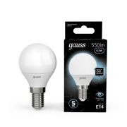 Лампа светодиодная Black 6.5Вт шар 4100К нейтр. бел. E14 550лм GAUSS 105101207