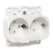 Розетка 2-м СП Стокгольм 16А IP20 с заземл. защ. шторки механизм бел. PROxima EKF EYR16-128-10