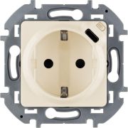 Розетка 1-м СП Inspiria 16А IP20 250В 2P+E немецк. стандарт с заряд. устройством USB тип C 1.5А 5В механизм сл. кость IEK 673771