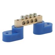 Шина N «ноль» на двух угловых изоляторах ШНИ-8х12-4-У2 NO-222-65 син. ЭРА Б0033444