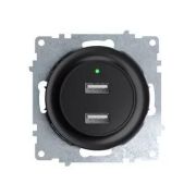 Розетка USB 2-м СП Florence 16А IP20 с подсветкой механизм черн. 1E10351303 OneKeyElectro 2260092