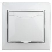 Розетка 1-м СП Plano 1-203-01 16А IP20 250В 2P+E Schuko защ. крышка бел. Intro Б0053889