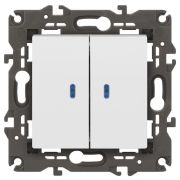 Выключатель 2-кл. СП Elegance 14-1105-01 10А IP20 250В 10AX с подсветкой механизм бел. Эра Б0034237