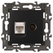 Розетка компьютерная + телевизионная 2-м Elegance 14-3110-05 RJ45 + TV IP20 механизм антрацит Эра Б0034318