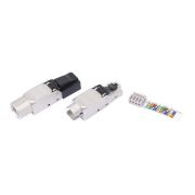 Разъем полевой оконцовки PLUD-8P8C-S-C6A-SH RJ-45 (8P8C) под витую пару для ож кабеля toolless кат. 6A экран. накручивающийся хвостовик IDC Hyperline 427413