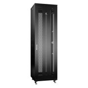 Шкаф монтажный телекоммуникационный напольн. ND-05C-42U60/60-BK 19дюйм 42U 600х600х2055мм для распределит. и серверн. оборудования; передн. и задн. перфорир. двери ручка с замком RAL 9004 черн. Cabeus 8552c
