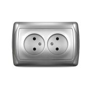 Розетка 2-м СП Маргарита 16А IP20 без заземл. серебр. UNIVersal М0102-S